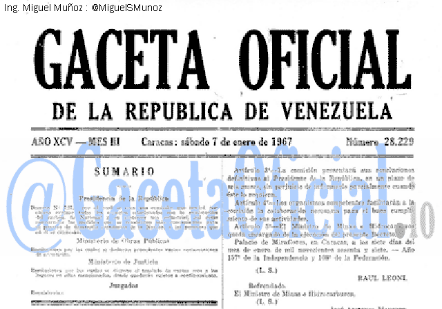 Gaceta Oficial 28229 del 7 Enero 1967