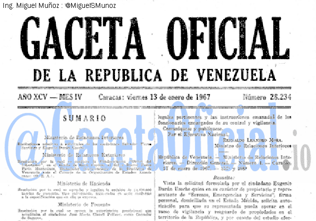 Gaceta Oficial 28234 del 13 Enero 1967