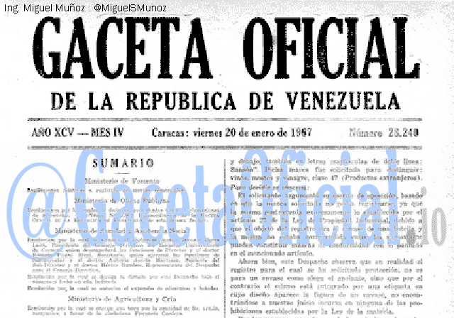 Gaceta Oficial 28240 del 20 Enero 1967