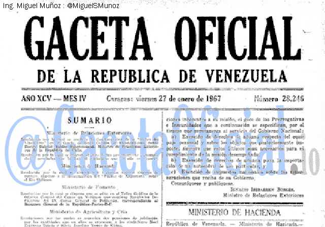 Gaceta Oficial 28246 del 27 Enero 1967