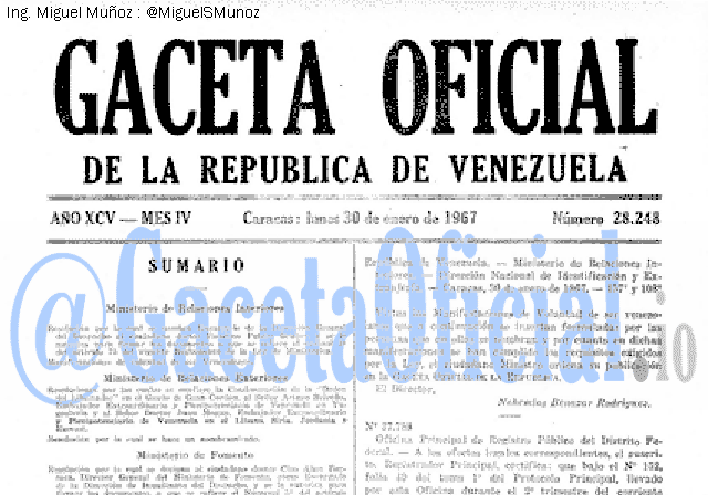 Gaceta Oficial 28248 del 30 Enero 1967