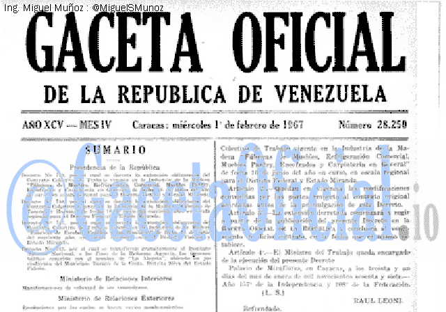 Gaceta Oficial 28250 del 1 Febrero 1967