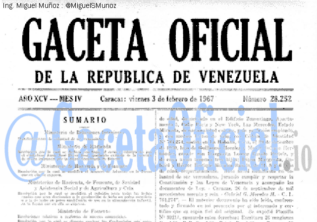 Gaceta Oficial 28252 del 3 Febrero 1967