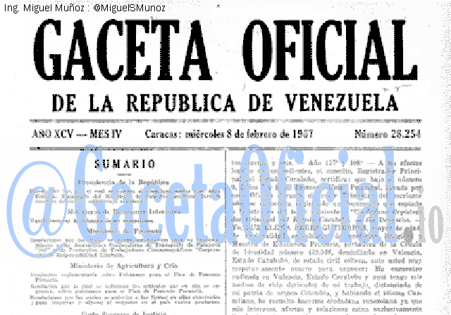 Gaceta Oficial 28254 del 8 Febrero 1967
