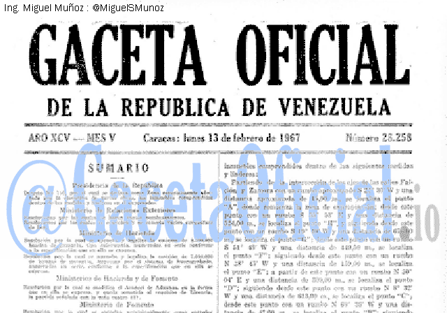 Gaceta Oficial 28258 del 13 Febrero 1967