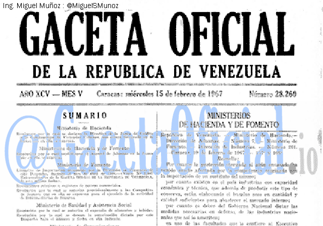 Gaceta Oficial 28260 del 15 Febrero 1967