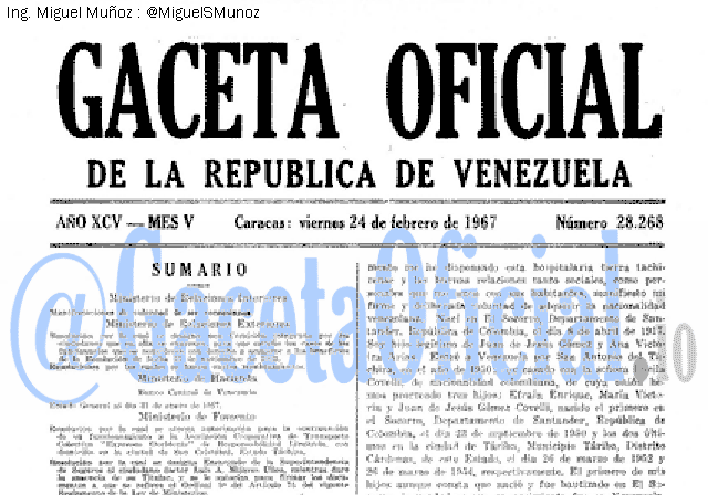 Gaceta Oficial 28268 del 24 Febrero 1967