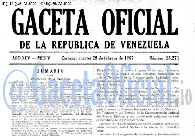 Gaceta Oficial 28271 del 28 Febrero 1967