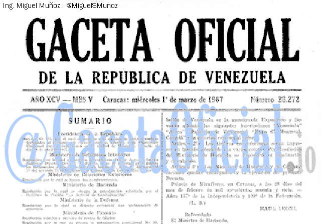Gaceta Oficial 28272 del 1 Marzo 1967