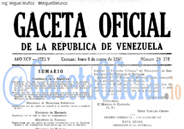 Gaceta Oficial 28276 del 6 Marzo 1967