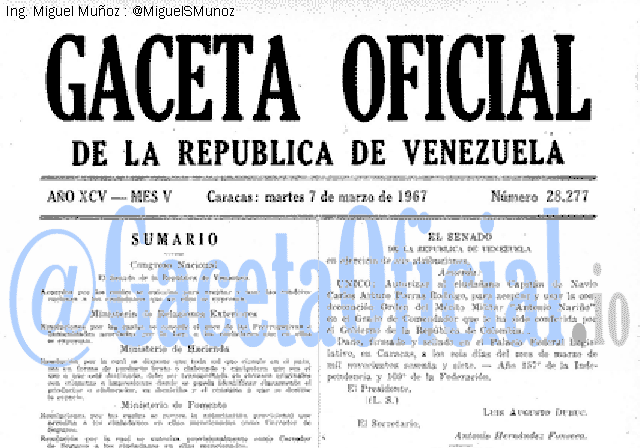 Gaceta Oficial 28277 del 7 Marzo 1967