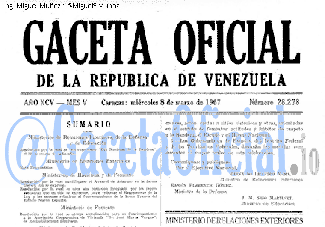 Gaceta Oficial 28278 del 8 Marzo 1967