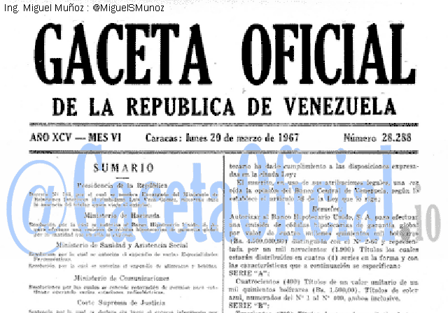 Gaceta Oficial 28288 del 20 Marzo 1967