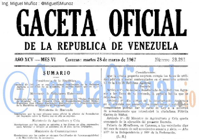 Gaceta Oficial 28291 del 28 Marzo 1967