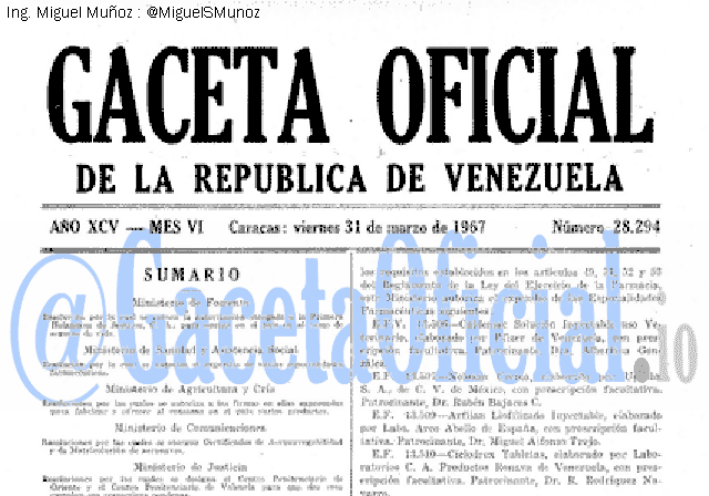 Gaceta Oficial 28294 del 31 Marzo 1967