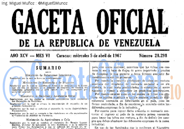 Gaceta Oficial 28298 del 5 Abril 1967