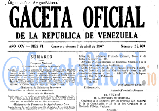 Gaceta Oficial 28300 del 7 Abril 1967