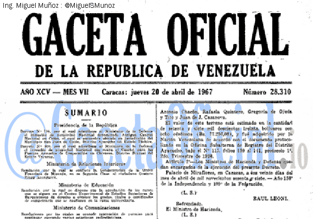 Gaceta Oficial 28310 del 20 Abril 1967