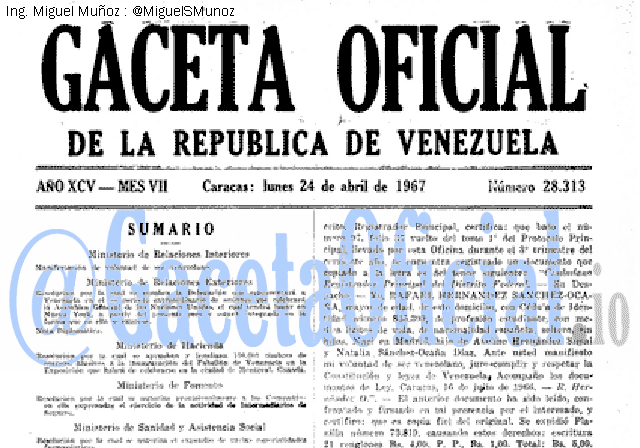 Gaceta Oficial 28313 del 24 Abril 1967