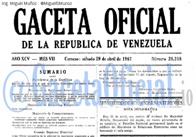 Gaceta Oficial 28318 del 29 Abril 1967