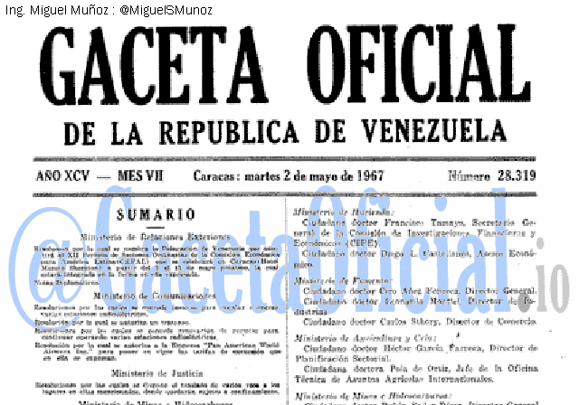Gaceta Oficial 28319 del 2 Mayo 1967