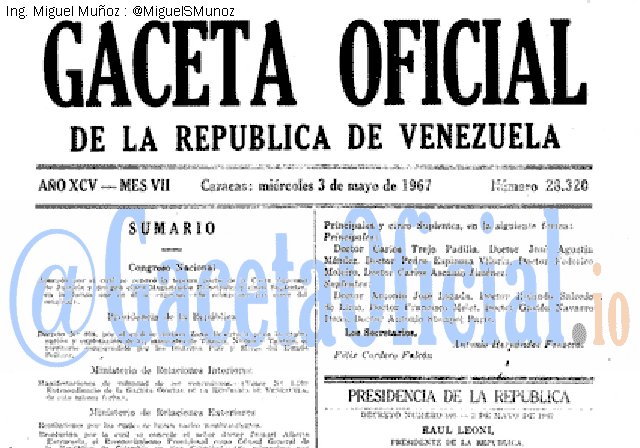 Gaceta Oficial 28320 del 3 Mayo 1967