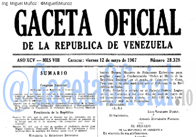 Gaceta Oficial 28328 del 12 Mayo 1967