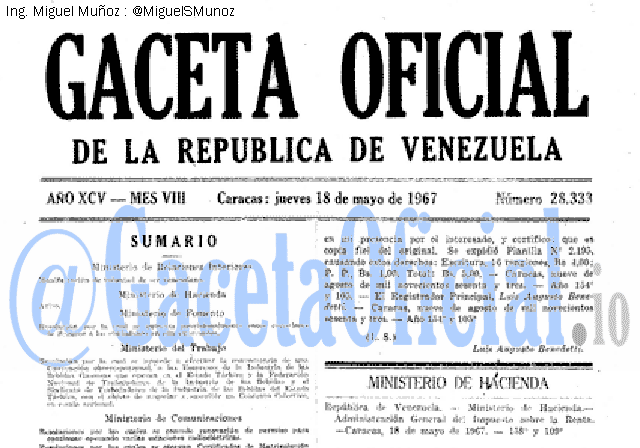 Gaceta Oficial 28333 del 18 Mayo 1967