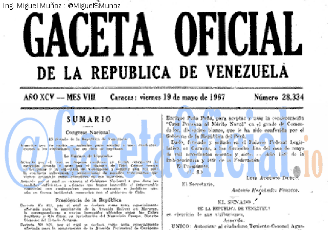 Gaceta Oficial 28334 del 19 Mayo 1967