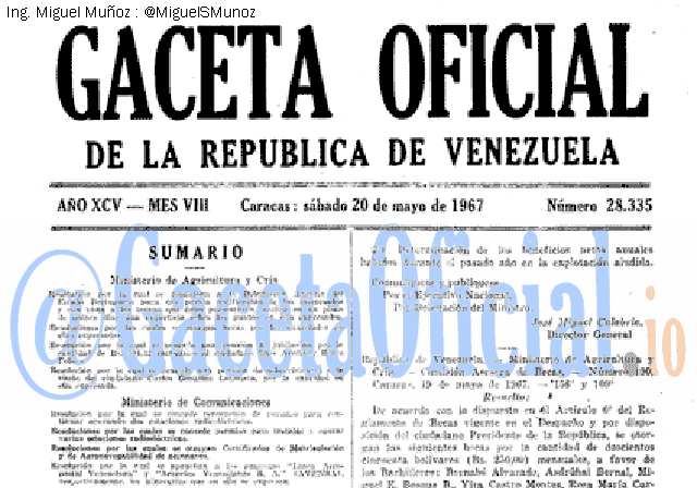 Gaceta Oficial 28335 del 20 Mayo 1967