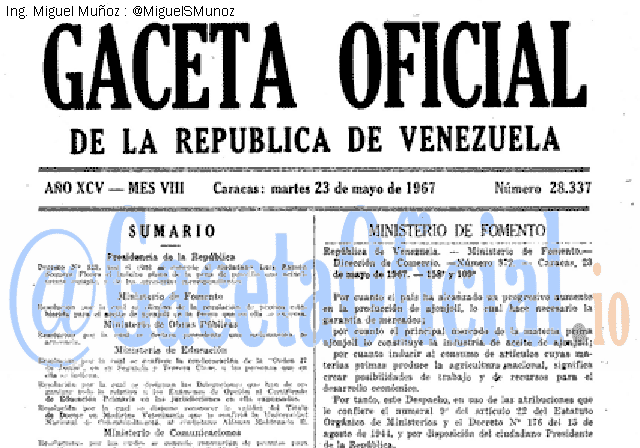 Gaceta Oficial 28337 del 23 Mayo 1967