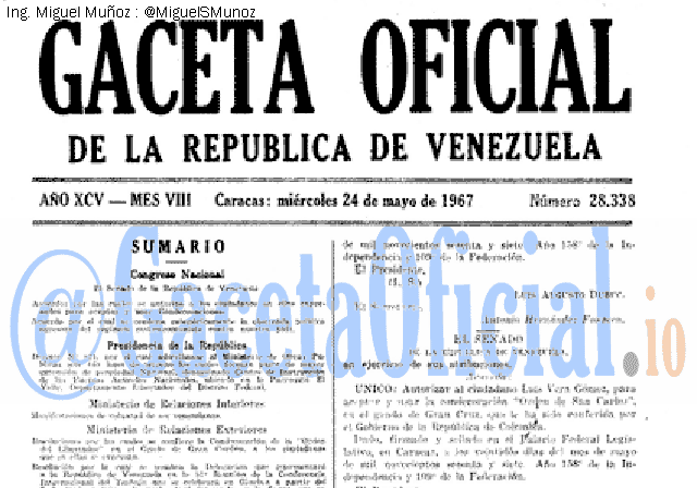 Gaceta Oficial 28338 del 24 Mayo 1967