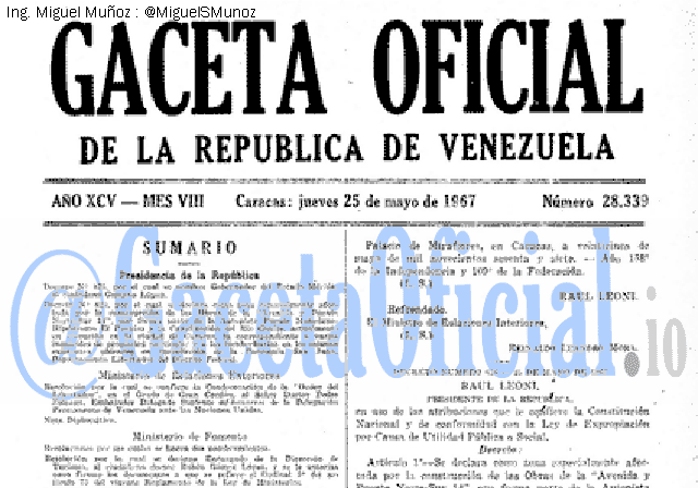 Gaceta Oficial 28339 del 25 Mayo 1967