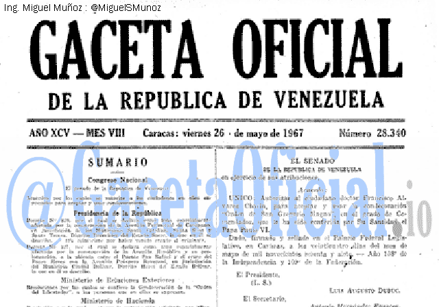 Gaceta Oficial 28340 del 26 Mayo 1967