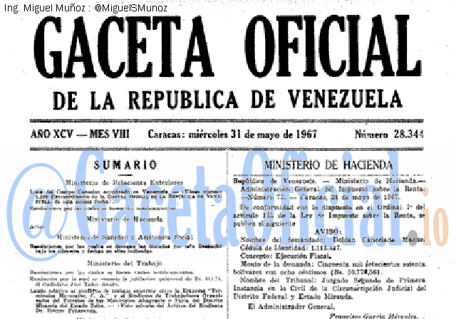 Gaceta Oficial 28344 del 31 Mayo 1967