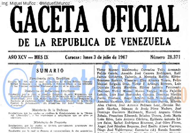 Gaceta Oficial 28371 del 3 Julio 1967