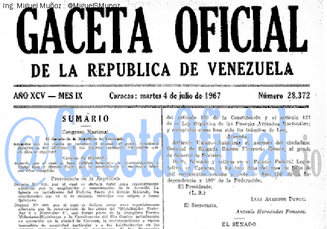 Gaceta Oficial 28372 del 4 Julio 1967