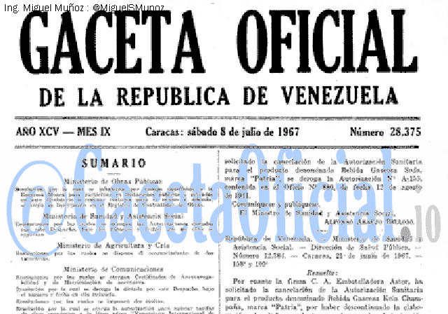 Gaceta Oficial 28375 del 8 Julio 1967