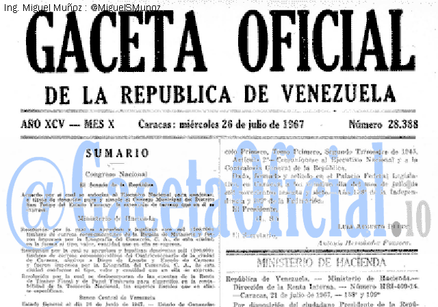 Gaceta Oficial 28388 del 26 Julio 1967