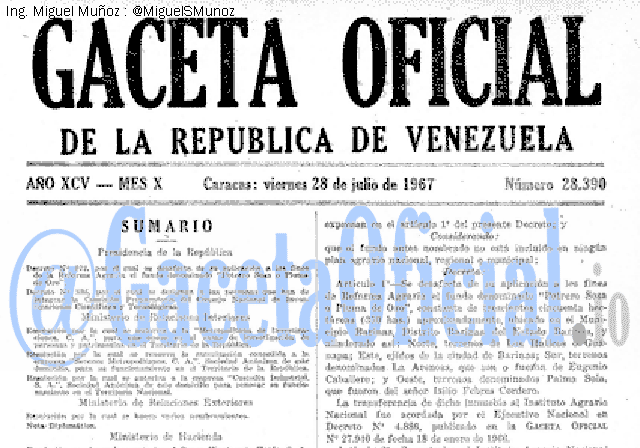 Gaceta Oficial 28390 del 28 Julio 1967