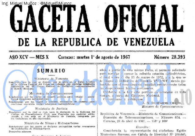 Gaceta Oficial 28393 del 1 Agosto 1967