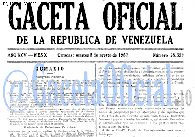 Gaceta Oficial 28399 del 8 Agosto 1967