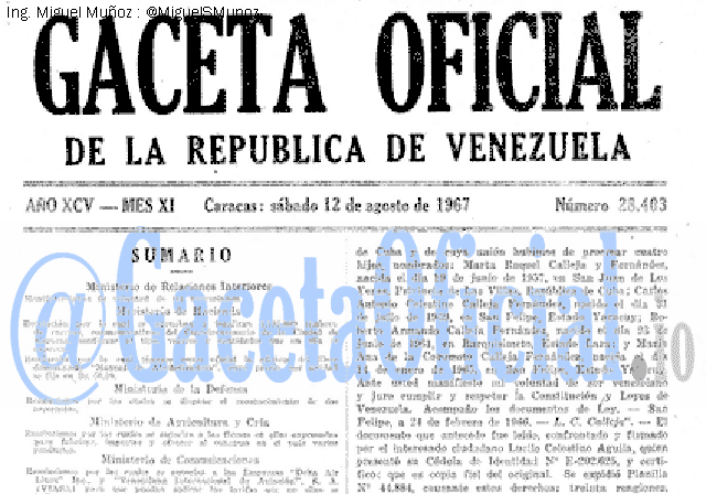 Gaceta Oficial 28403 del 12 Agosto 1967