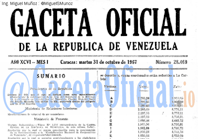 Gaceta Oficial 28469 del 31 Octubre 1967