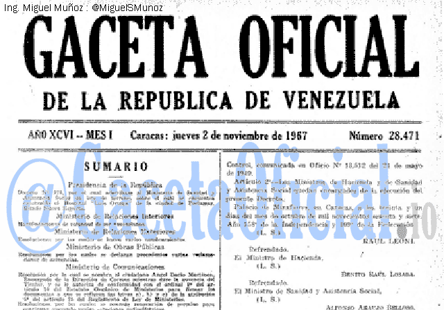 Gaceta Oficial 28471 del 2 Noviembre 1967