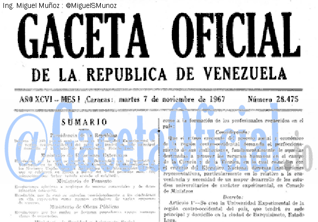 Gaceta Oficial 28475 del 7 Noviembre 1967