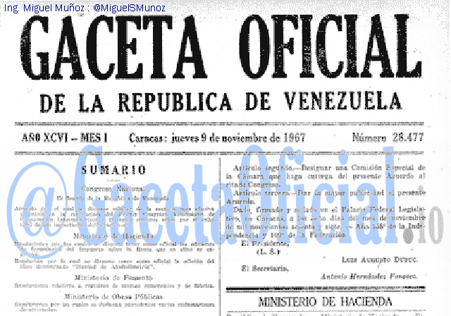 Gaceta Oficial 28477 del 9 Noviembre 1967