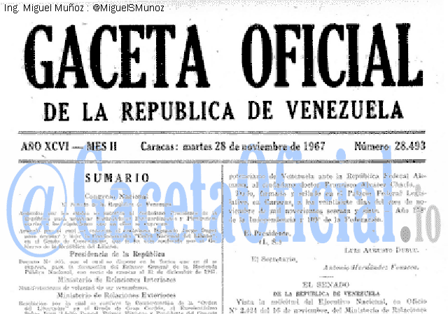 Gaceta Oficial 28493 del 28 Noviembre 1967