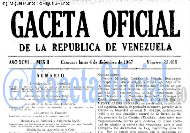 Gaceta Oficial 28498 del 4 Diciembre 1967