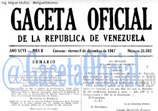 Gaceta Oficial 28502 del 8 Diciembre 1967